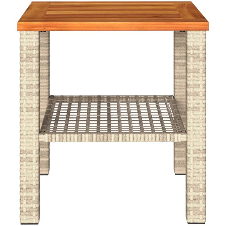 Trädgårdsbord beige konstrotting akaciaträ vidaXL 40 x 40 x 42 cm – bild 5