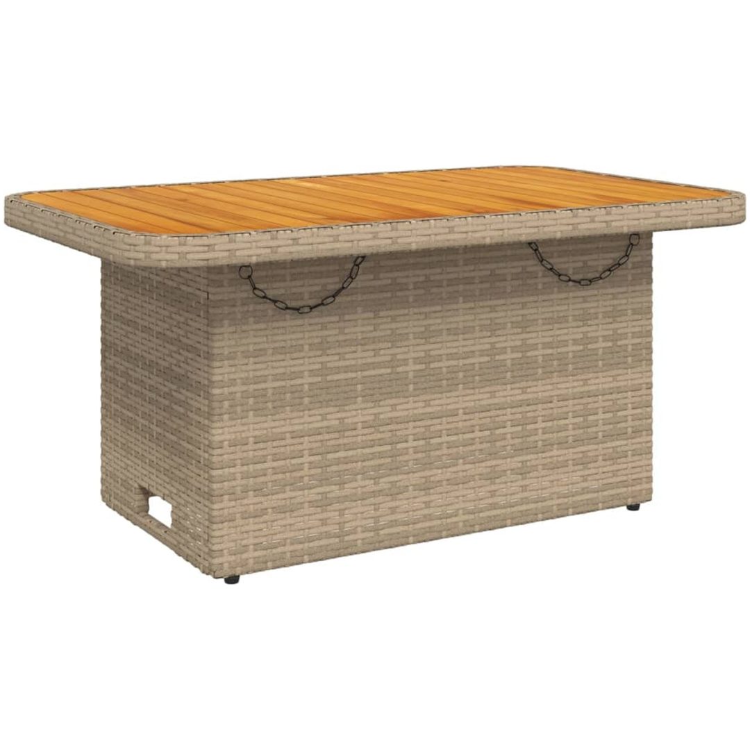 Trädgårdsbord beige konstrotting och akaciaträ vidaXL 90 x 55 x 71 cm – bild 2