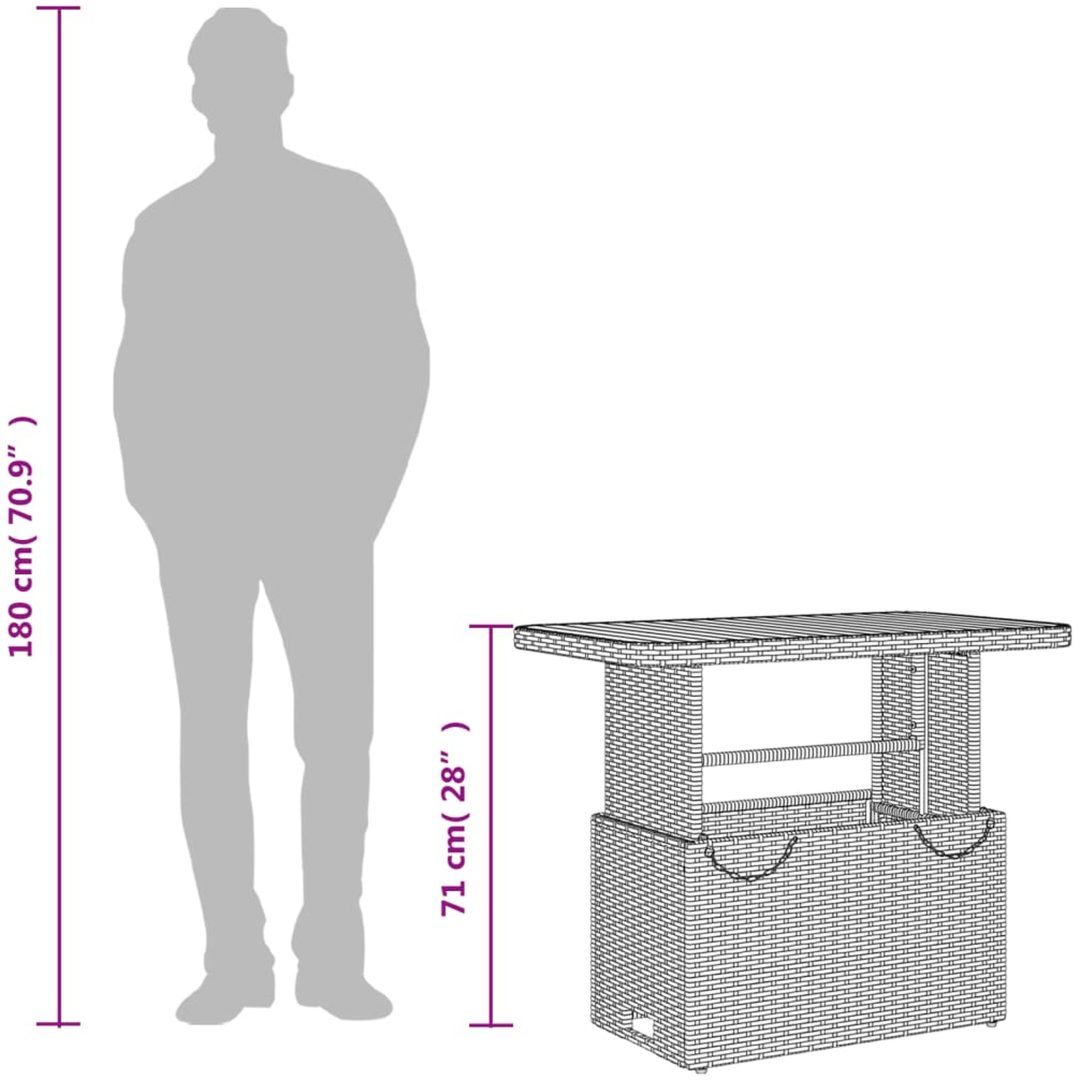 Trädgårdsbord beige konstrotting och akaciaträ vidaXL 90 x 55 x 71 cm – bild 12