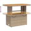 Trädgårdsbord beige konstrotting och akaciaträ vidaXL 90 x 55 x 71 cm – miniatyr 4