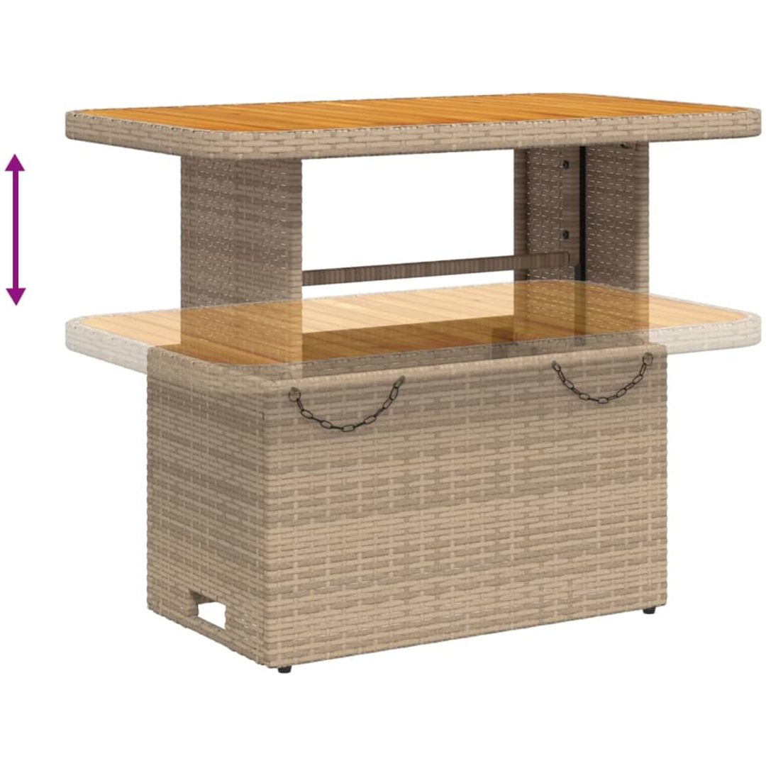 Trädgårdsbord beige konstrotting och akaciaträ vidaXL 90 x 55 x 71 cm – bild 4