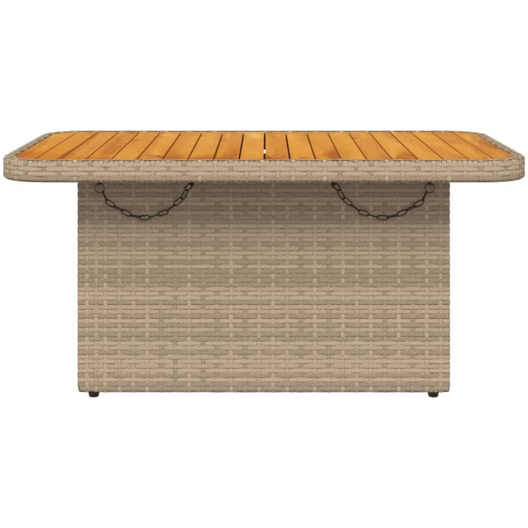 Trädgårdsbord beige konstrotting och akaciaträ vidaXL 90 x 55 x 71 cm – bild 5