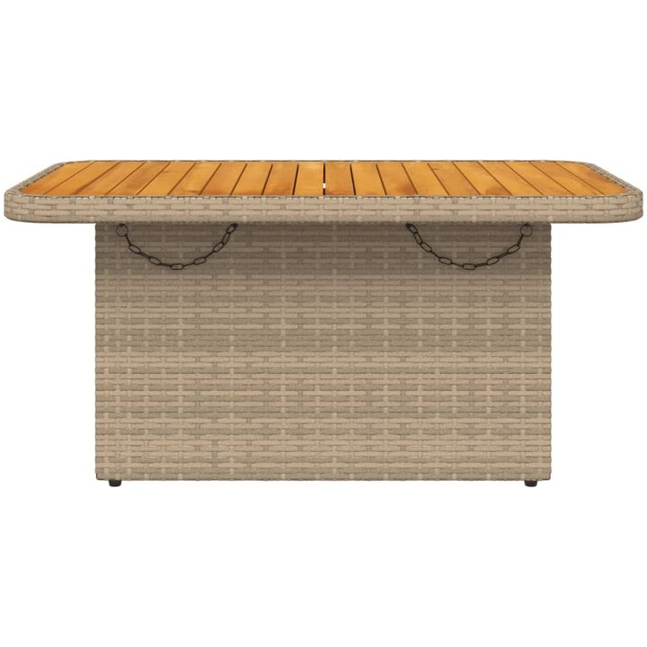 Trädgårdsbord beige konstrotting och akaciaträ vidaXL 90 x 55 x 71 cm – bild 5