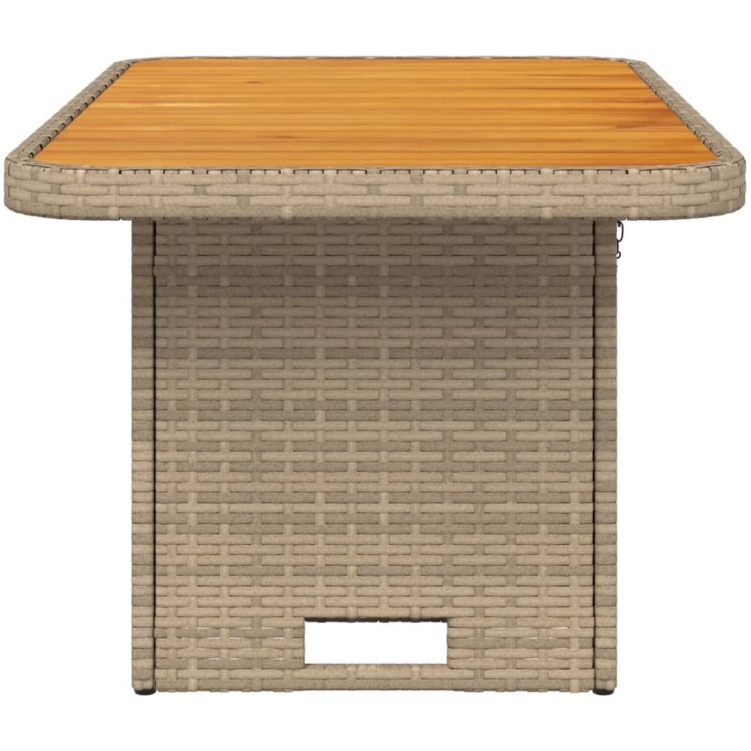 Trädgårdsbord beige konstrotting och akaciaträ vidaXL 90 x 55 x 71 cm – bild 6