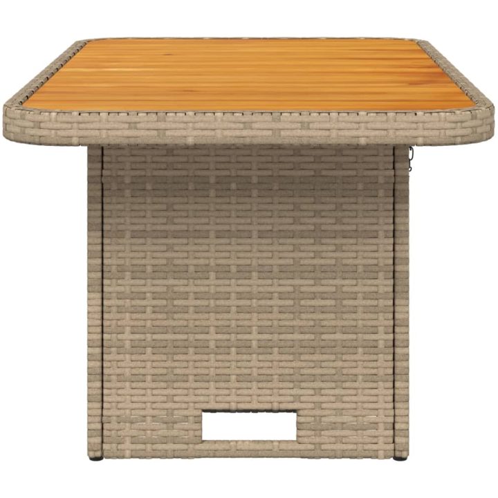 Trädgårdsbord beige konstrotting och akaciaträ vidaXL 90 x 55 x 71 cm – bild 6