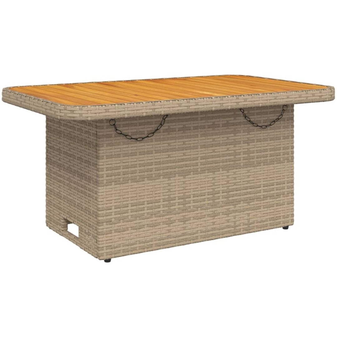 Trädgårdsbord beige konstrotting och akaciaträ vidaXL 90 x 55 x 71 cm – bild 7
