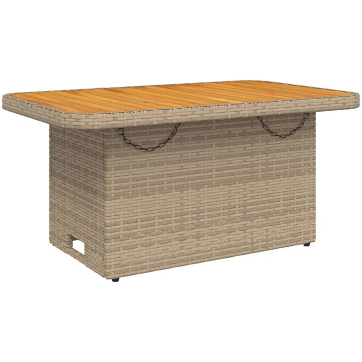 Trädgårdsbord beige konstrotting och akaciaträ vidaXL 90 x 55 x 71 cm – bild 7