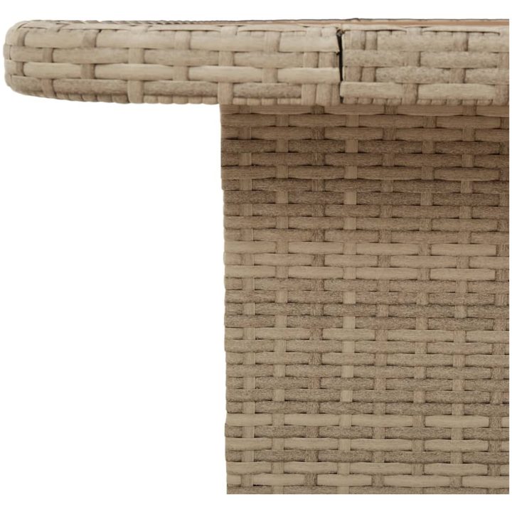 Trädgårdsbord beige konstrotting och akaciaträ vidaXL 90 x 55 x 71 cm – bild 8