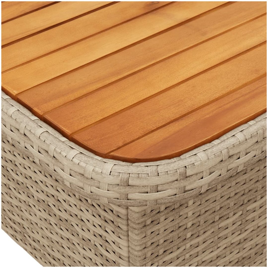 Trädgårdsbord beige konstrotting och akaciaträ vidaXL 90 x 55 x 71 cm – bild 9