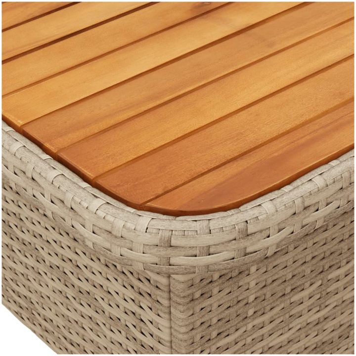 Trädgårdsbord beige konstrotting och akaciaträ vidaXL 90 x 55 x 71 cm – bild 9