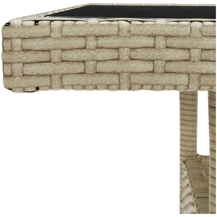 Trädgårdsbord beige konstrotting och glas vidaXL – bild 3