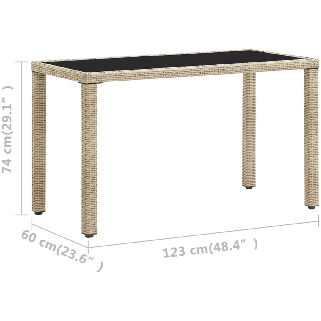 Trädgårdsbord beige konstrotting vidaXL 123 x 60 x 74 cm – bild 5