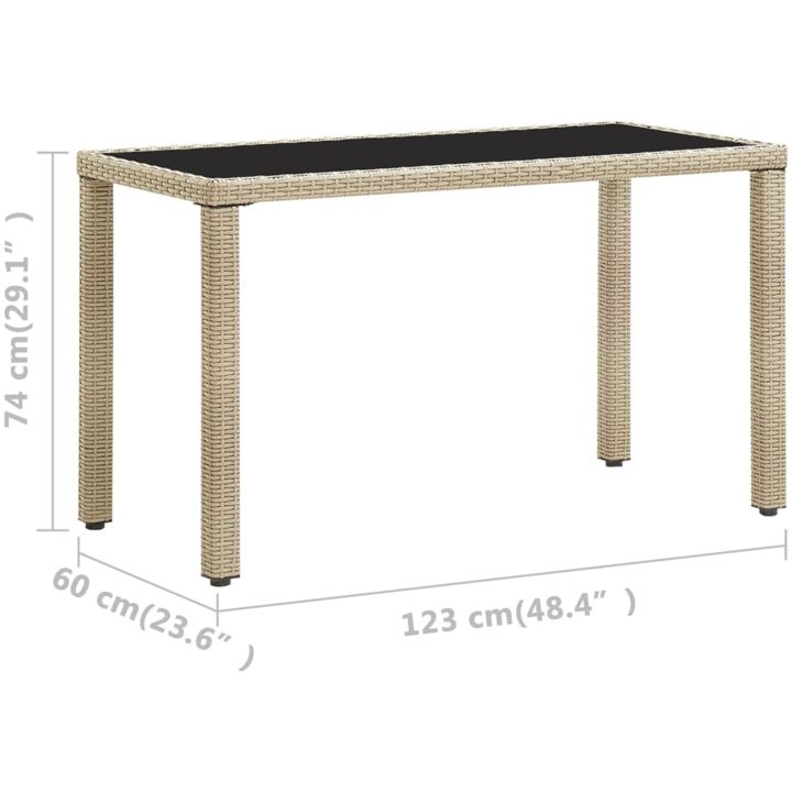 Trädgårdsbord beige konstrotting vidaXL 123 x 60 x 74 cm – bild 5
