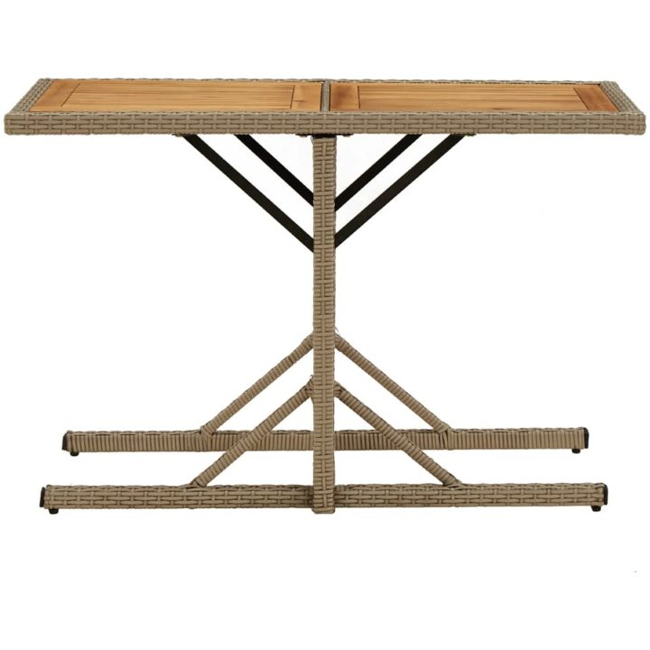 Trädgårdsbord beige massivt akaciaträ och konstrotting vidaXL – bild 2