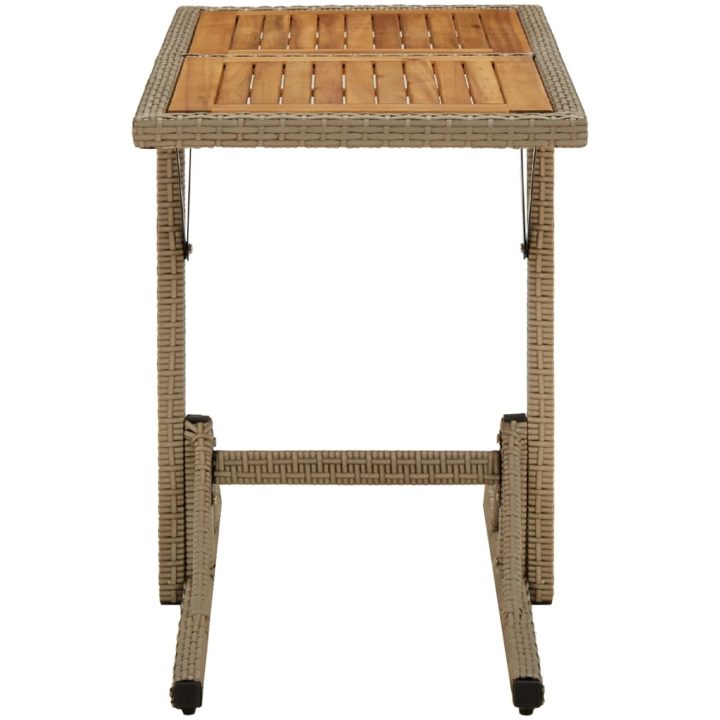 Trädgårdsbord beige massivt akaciaträ och konstrotting vidaXL – bild 3
