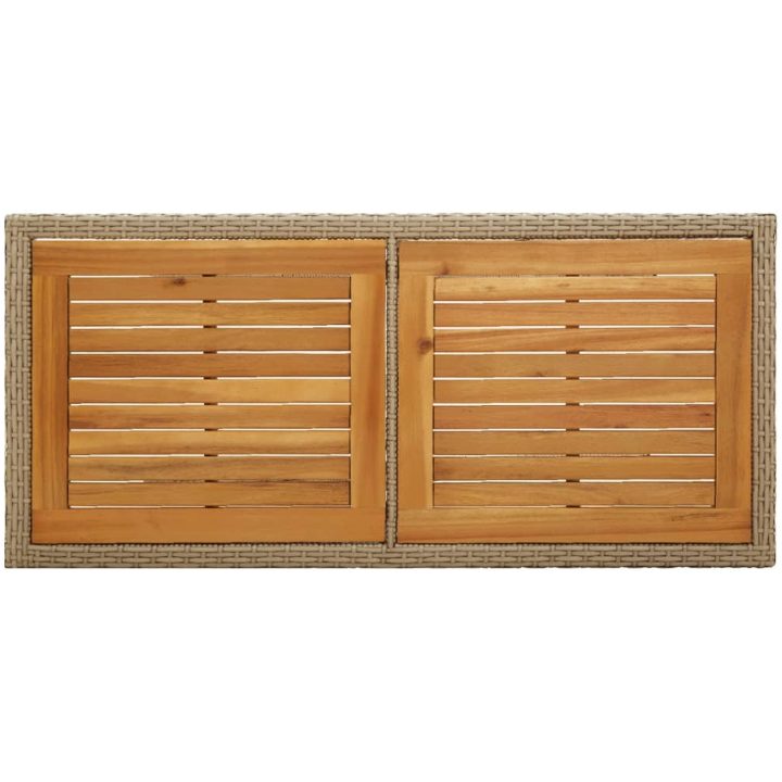 Trädgårdsbord beige massivt akaciaträ och konstrotting vidaXL – bild 4