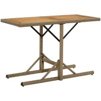 Trädgårdsbord beige massivt akaciaträ och konstrotting vidaXL