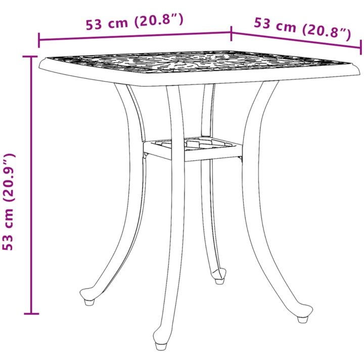 Trädgårdsbord brons 53x53x53 cm gjuten aluminium vidaXL – bild 11