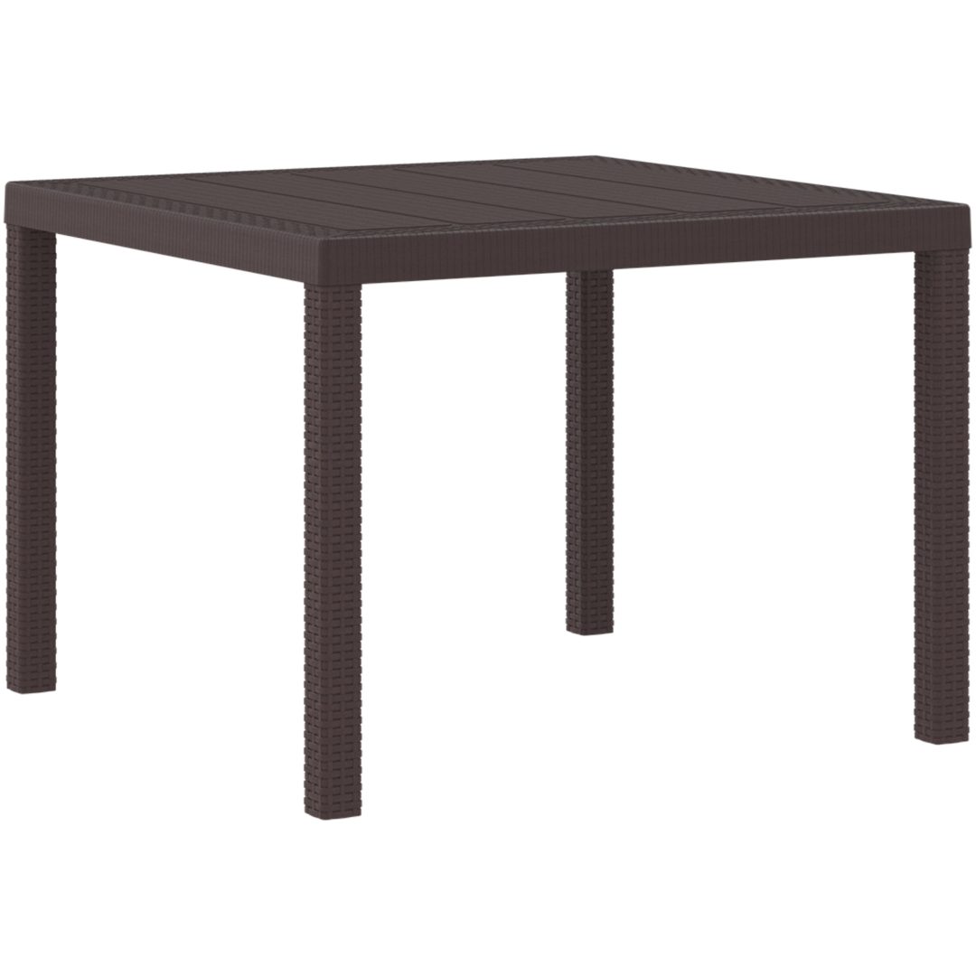 Trädgårdsbord Brun 100x100x73 cm Poly Rattan vidaXL Fyrkantig 1 m – bild 2