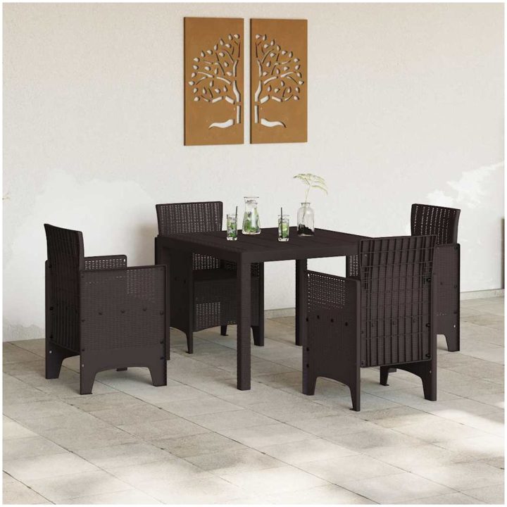 Trädgårdsbord Brun 100x100x73 cm Poly Rattan vidaXL Fyrkantig 1 m – bild 3