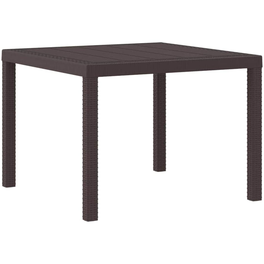 Trädgårdsbord Brun 100x100x73 cm Poly Rattan vidaXL Fyrkantig 1 m – bild 4