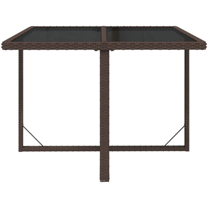 Trädgårdsbord brun 109x107x74 cm konstrotting och glas vidaXL – bild 3
