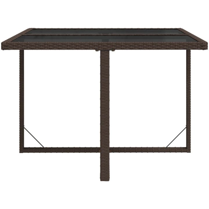 Trädgårdsbord brun 109x107x74 cm konstrotting och glas vidaXL – bild 4