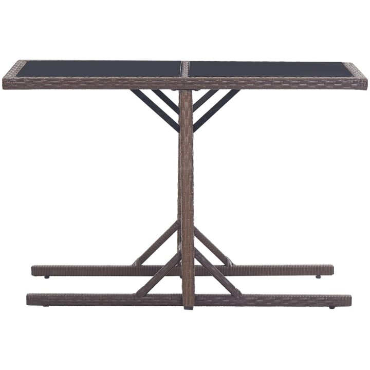 Trädgårdsbord brun 110x53x72 cm glas och konstrotting vidaXL – bild 2