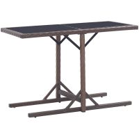 Trädgårdsbord brun 110x53x72 cm glas och konstrotting vidaXL
