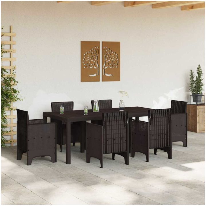 Trädgårdsbord brun 200x100x73 cm konstrotting vidaXL Stor – bild 3