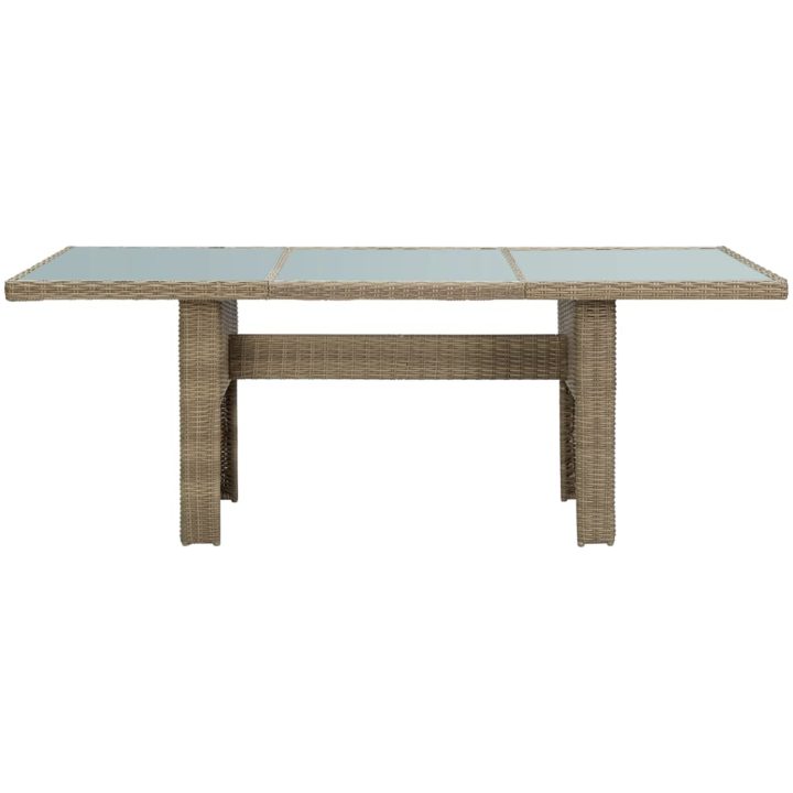 Trädgårdsbord brun 200x100x74 cm glas och konstrotting vidaXL – bild 2