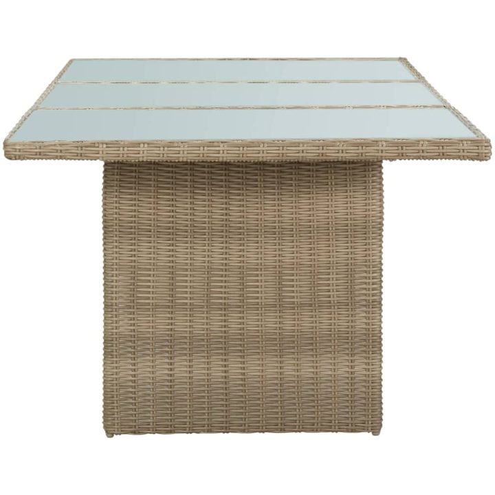 Trädgårdsbord brun 200x100x74 cm glas och konstrotting vidaXL – bild 3