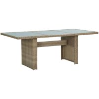Trädgårdsbord brun 200x100x74 cm glas och konstrotting vidaXL