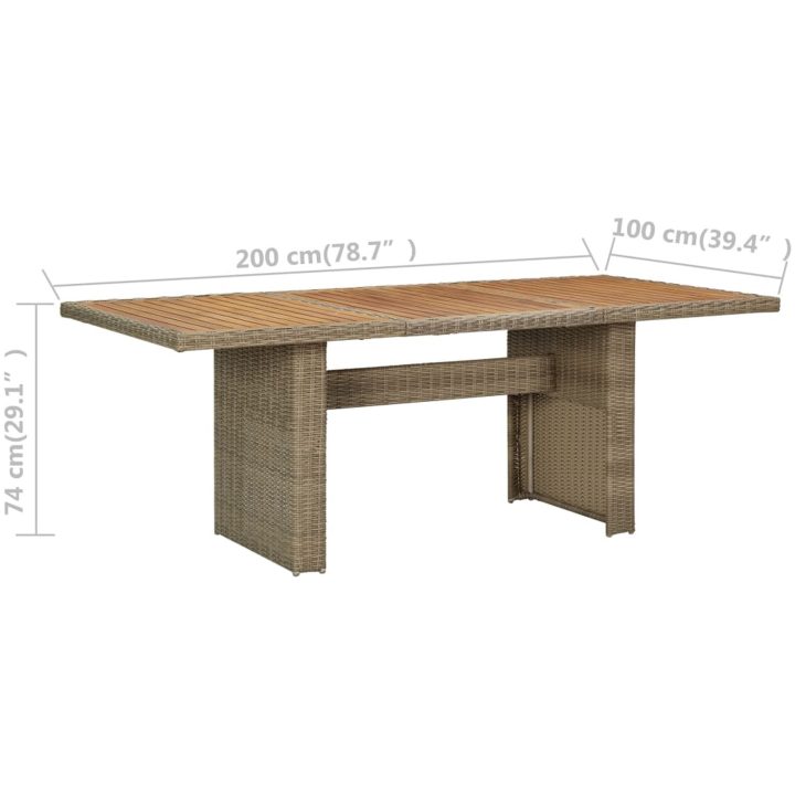 Trädgårdsbord brun 200x100x74 cm konstrotting vidaXL – bild 6