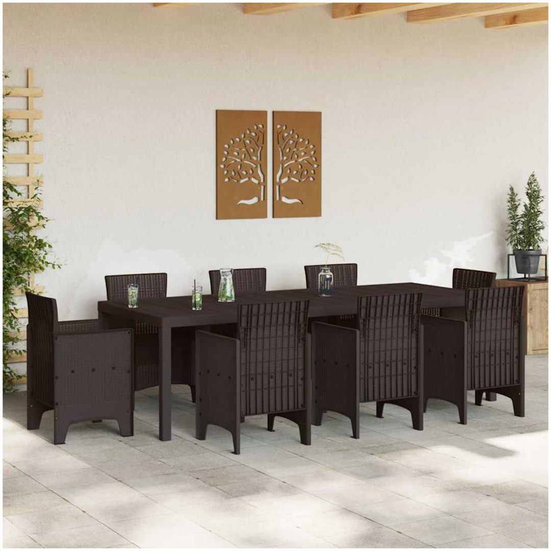 Trädgårdsbord brun 250x100x73 cm konstrotting vidaXL Stor – bild 3