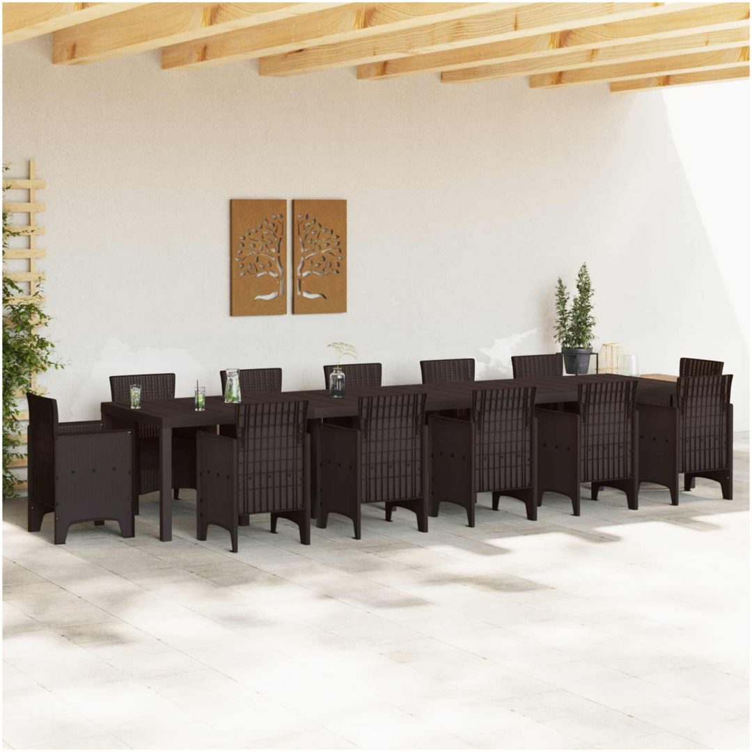 Trädgårdsbord Brun 400x100x73 cm Poly Rattan vidaXL 4 meter – bild 3