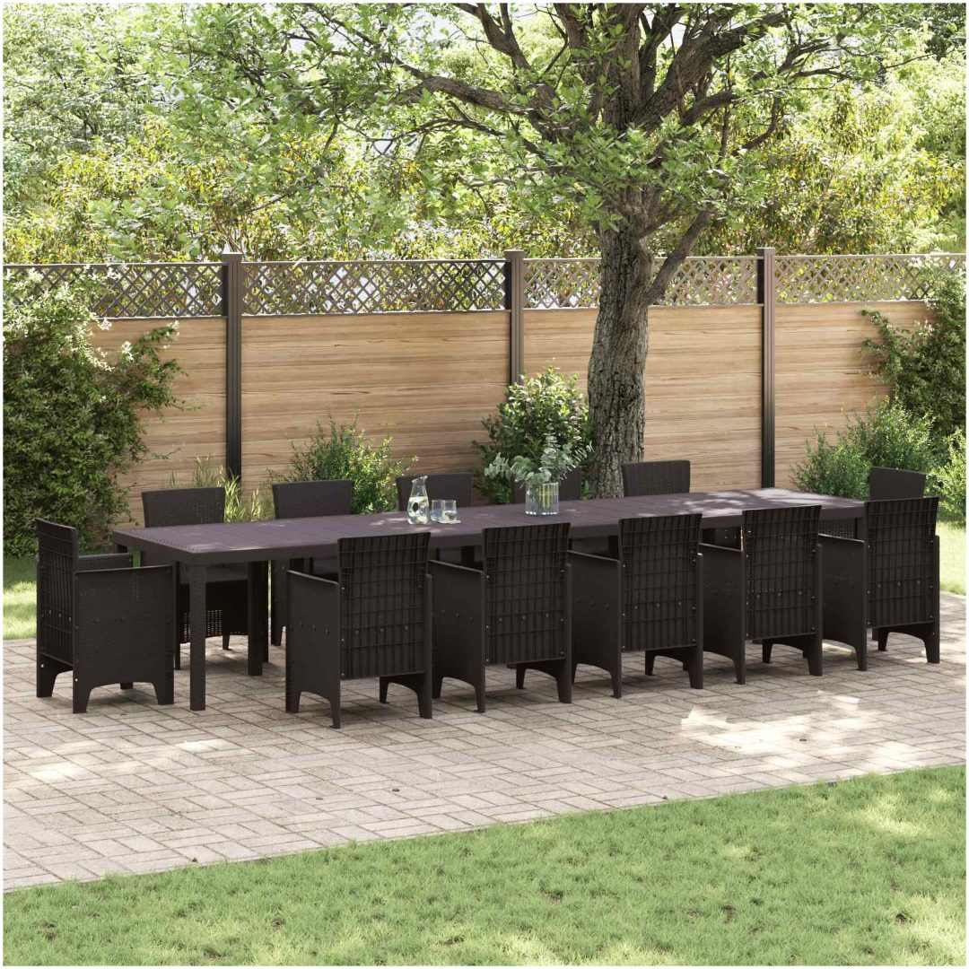 Trädgårdsbord Brun 400x100x73 cm Poly Rattan vidaXL 4 meter