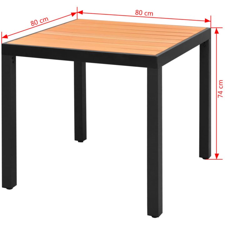 Trädgårdsbord brun 80x80x74 cm aluminium och WPC vidaXL 80 x 80 cm – bild 3