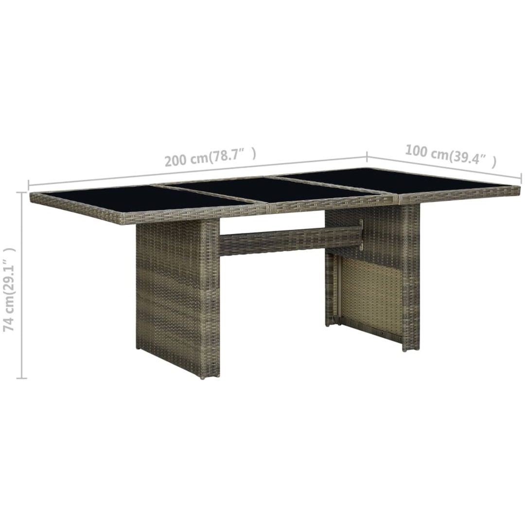 Trädgårdsbord brun konstrotting och härdat glas vidaXL – bild 6