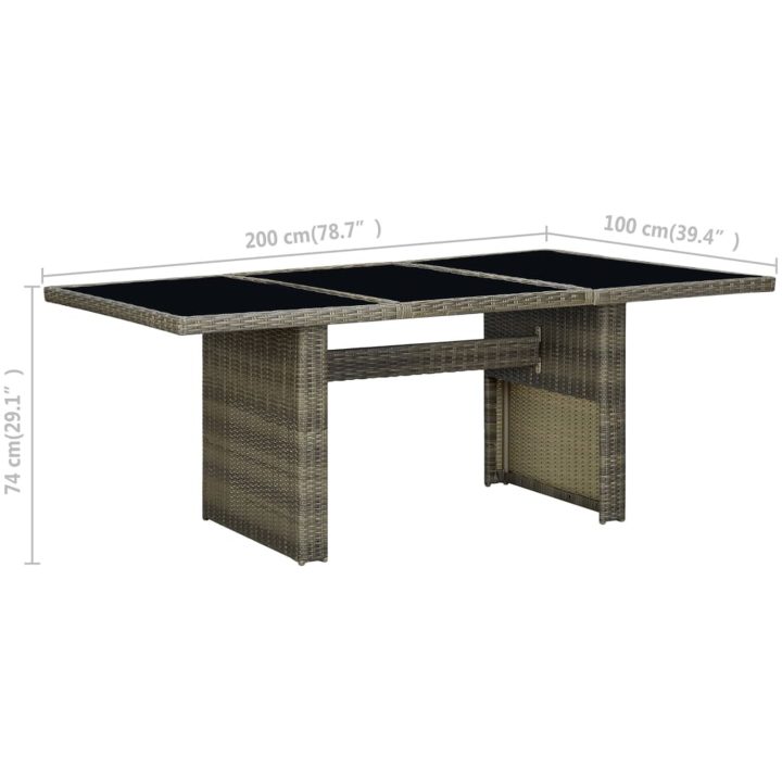 Trädgårdsbord brun konstrotting och härdat glas vidaXL – bild 6