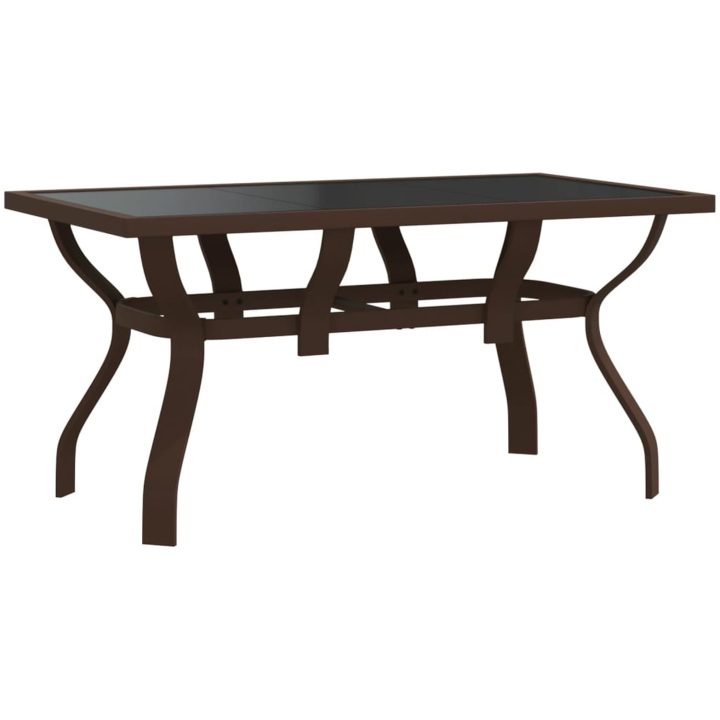 Trädgårdsbord brun och svart stål och glas vidaXL 140 x 70 x 70 cm – bild 2