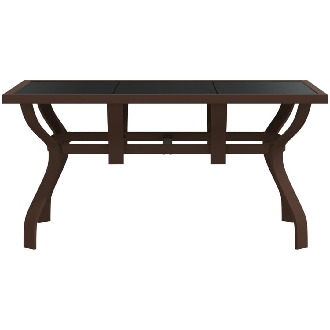 Trädgårdsbord brun och svart stål och glas vidaXL 140 x 70 x 70 cm – bild 3