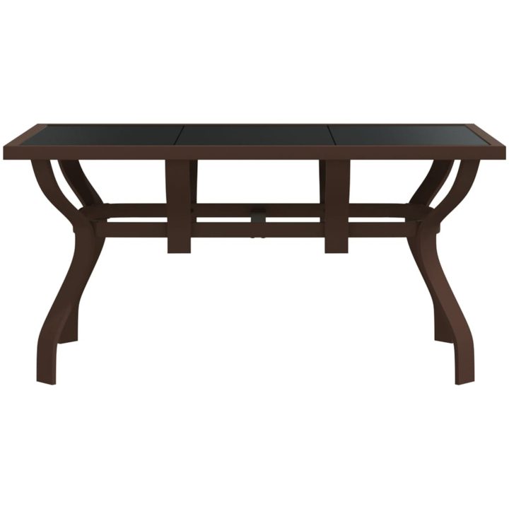 Trädgårdsbord brun och svart stål och glas vidaXL 140 x 70 x 70 cm – bild 3