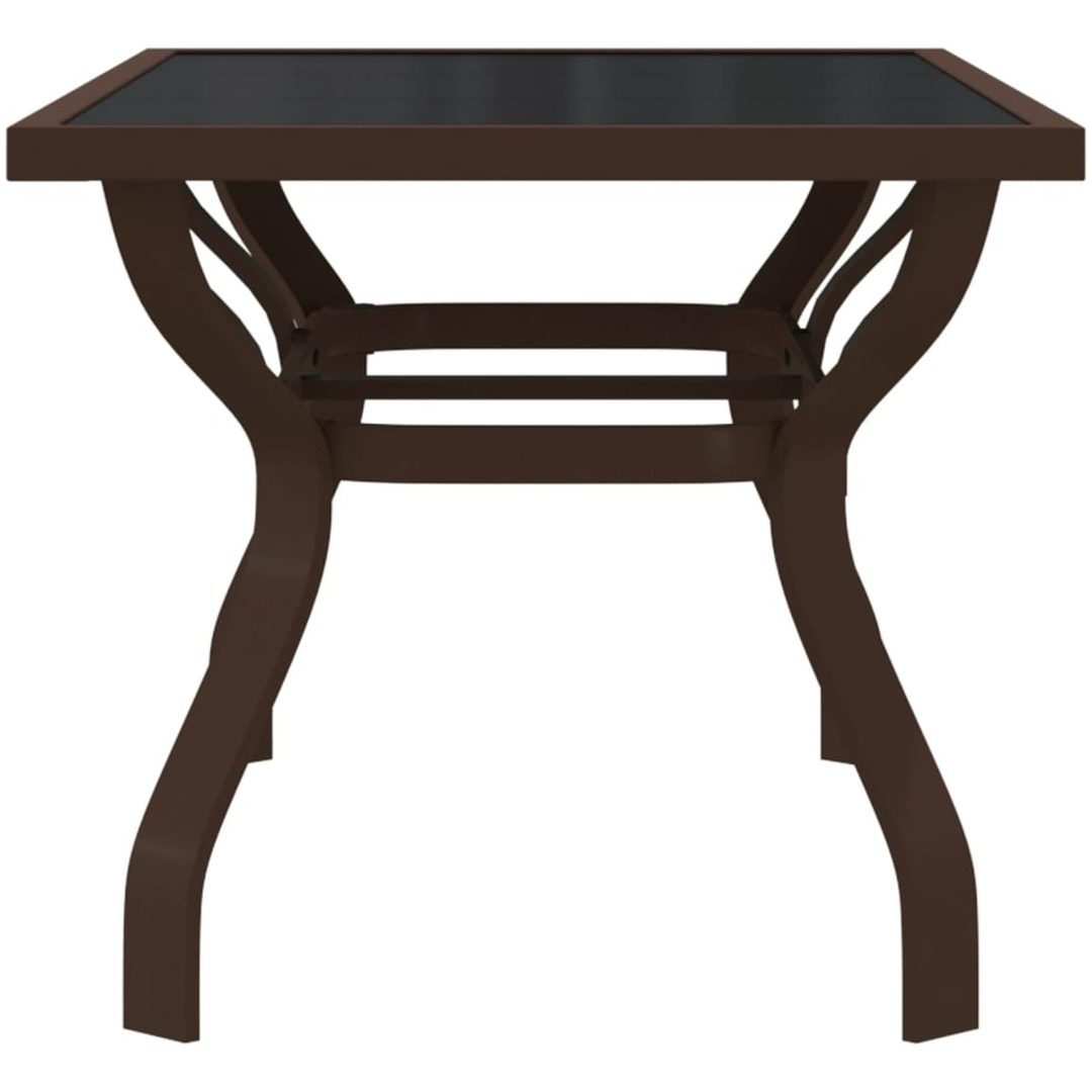 Trädgårdsbord brun och svart stål och glas vidaXL 140 x 70 x 70 cm – bild 4