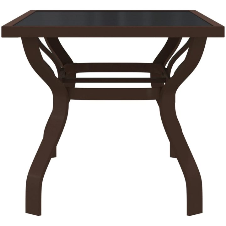 Trädgårdsbord brun och svart stål och glas vidaXL 140 x 70 x 70 cm – bild 4