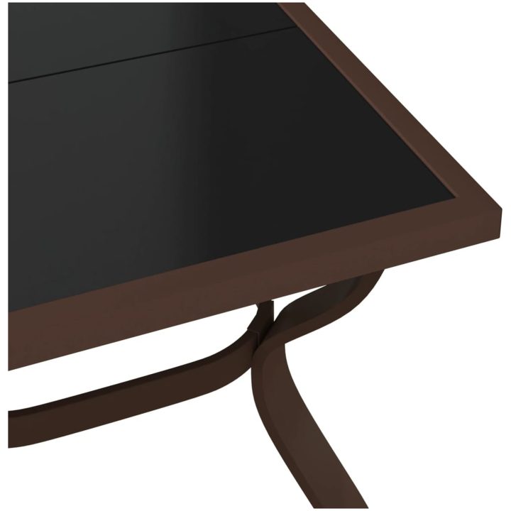 Trädgårdsbord brun och svart stål och glas vidaXL 140 x 70 x 70 cm – bild 5