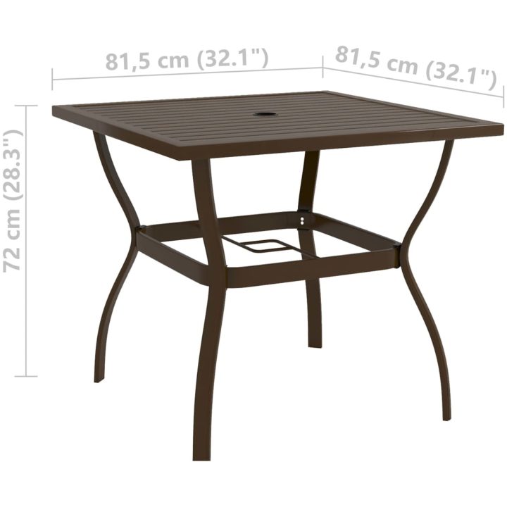Trädgårdsbord brun stål vidaXL 81.5 x 81.5 x 72 cm – bild 5
