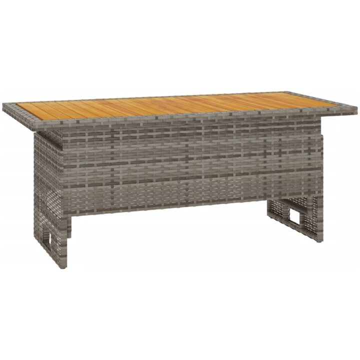 Trädgårdsbord grå 100x50x43/63 cm akaciaträ & konstrotting vidaXL – bild 2