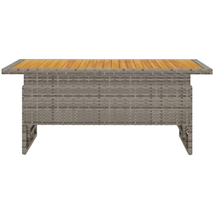 Trädgårdsbord grå 100x50x43/63 cm akaciaträ & konstrotting vidaXL – bild 3