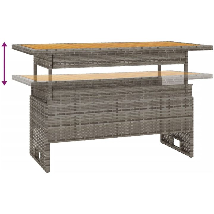 Trädgårdsbord grå 100x50x43/63 cm akaciaträ & konstrotting vidaXL – bild 5